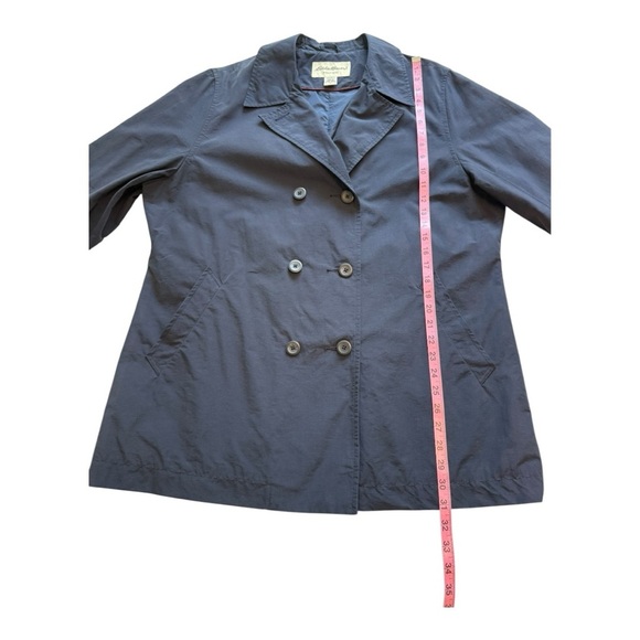 Eddie Bauer Navy Double-Breasted Short Rain/Trench Coat Jacket - Size XL - Picture 8 of 10